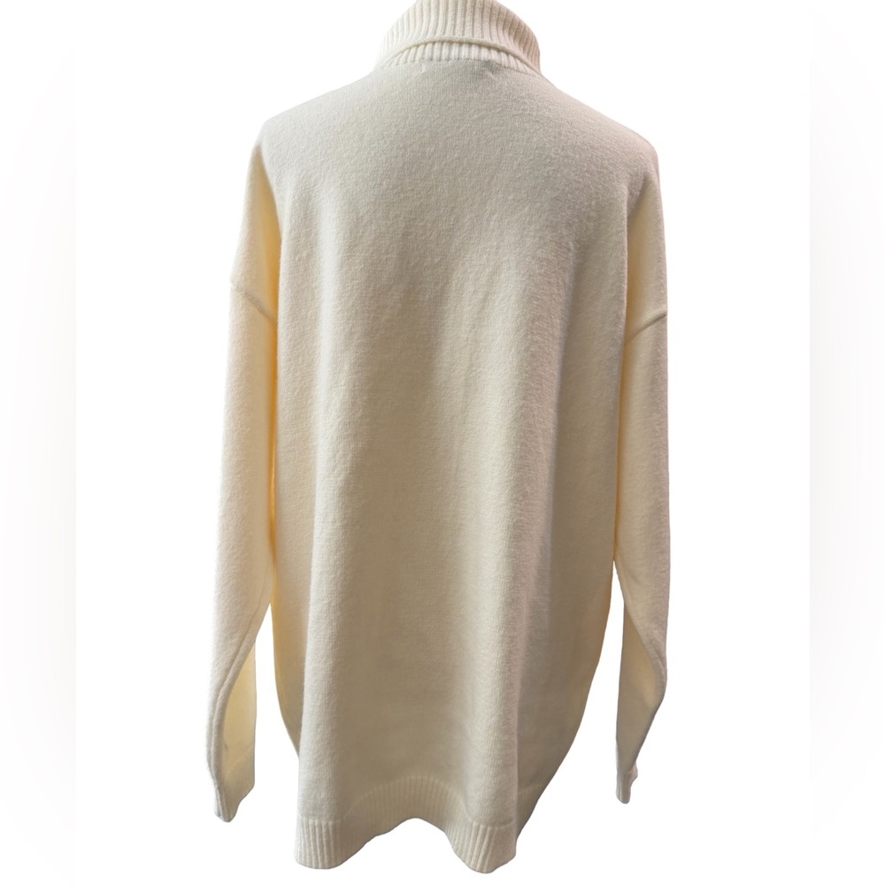 FLATWHITE Anthropologie Cream Turtleneck Sweater Side Buttons Women’s Large - Picture 4 of 8